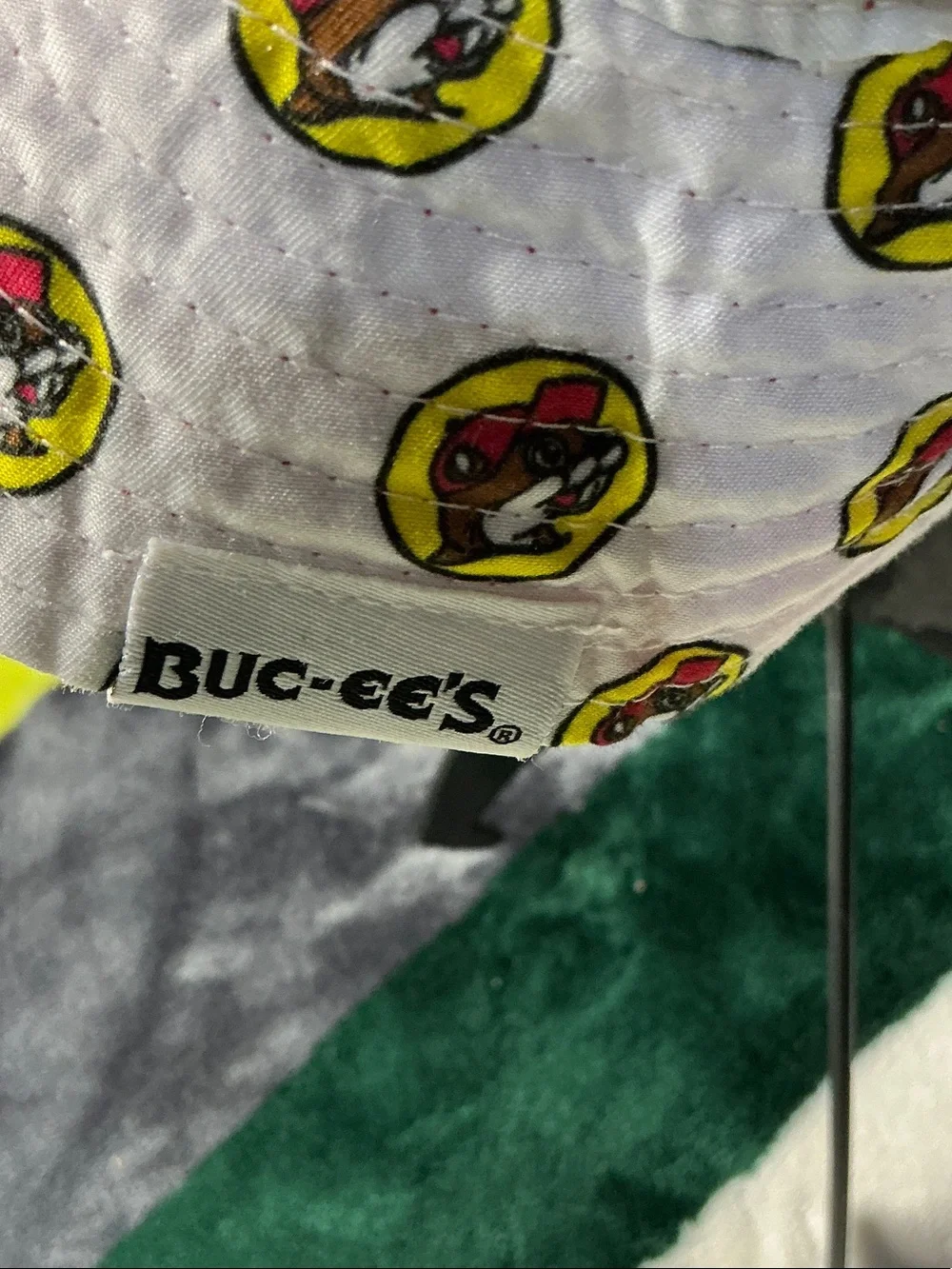 Kids White Bucket Hat with Yellow Cartoon Print